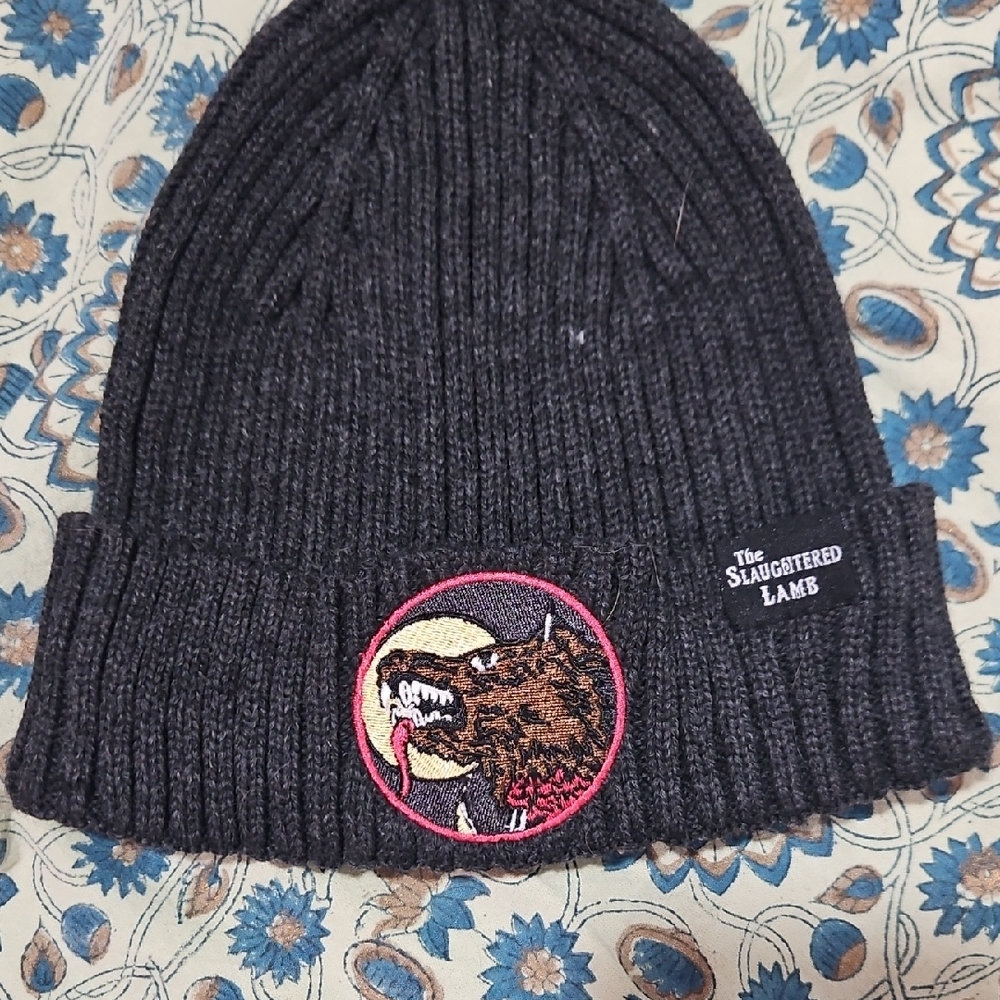 Black American Werewolf Of London Beanie with The Slaughtered Lamb Pub
